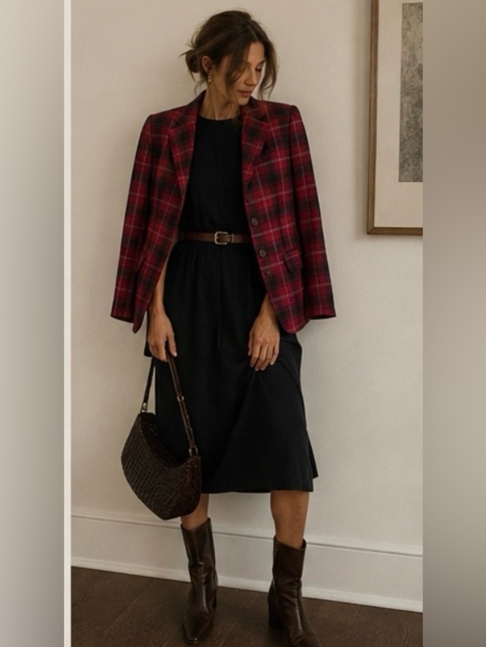 Vintage Evan Picone Plaid Finely Woven Wool Blazer